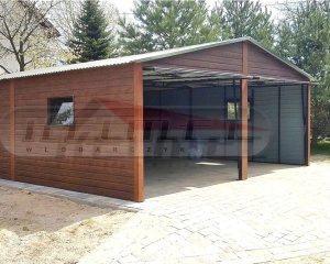 Garaż drewnopodobny 6x7 - 2x brama uchylna
