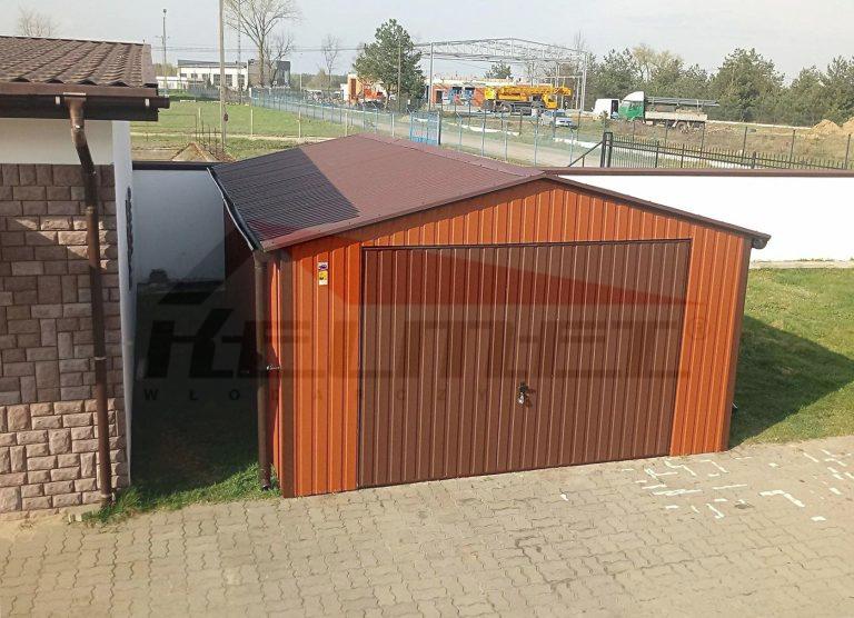 Garaż blaszany dwuspadowy akryl cegła/brąz 4m x6m