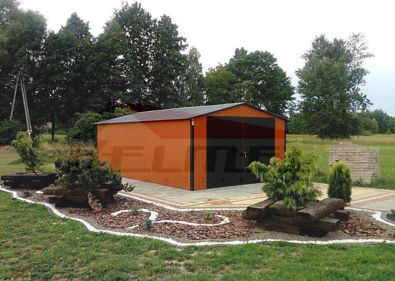 Garaż blaszany dwuspadowy akryl cegła/czerń 4m x 6m