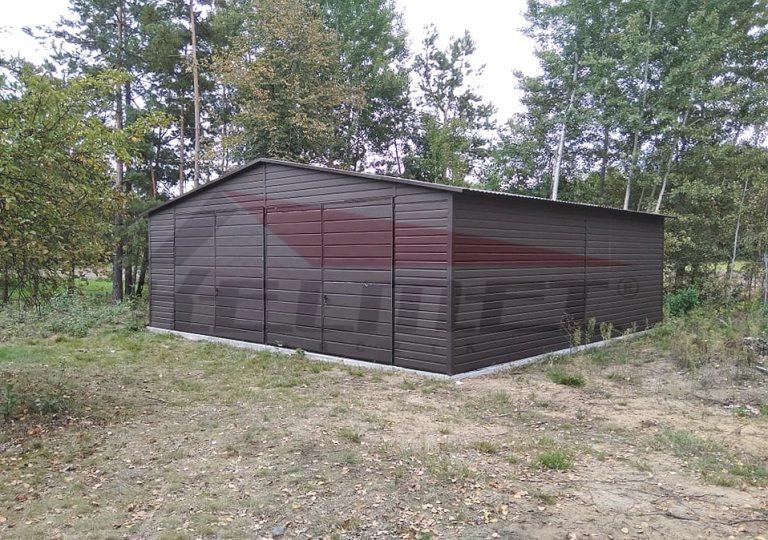 Garaż blaszany dwuspadowy akryl grafit 8m x 7m