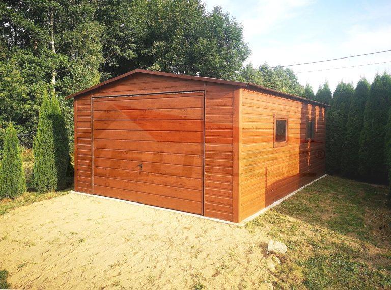 Garaż blaszany dwuspadowy drewnopodobny MULTIGROS 4m x 6m