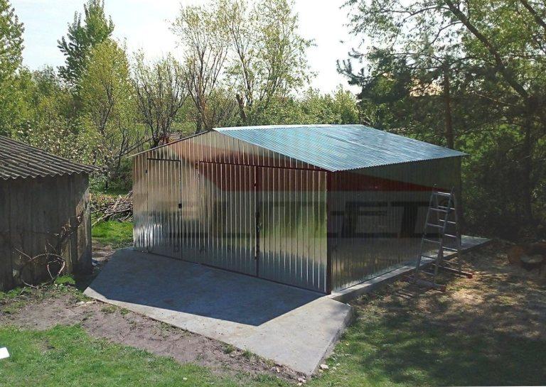 Garaż blaszany dwuspadowy ocynk 5m x 5m