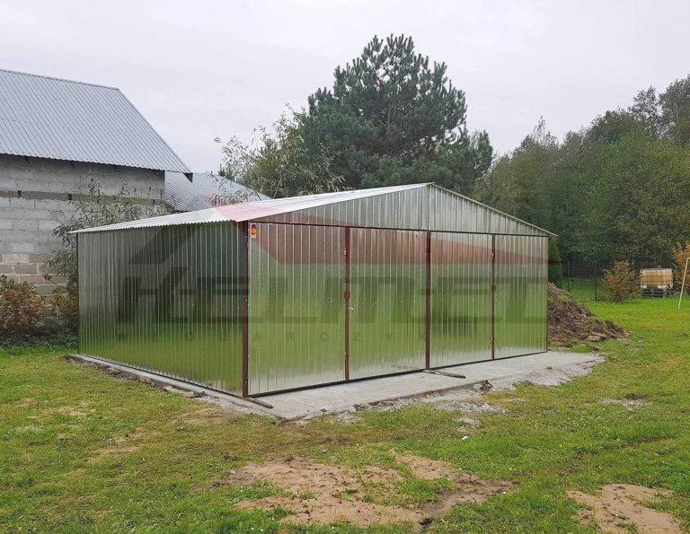 Garaż blaszany dwuspadowy ocynk 6m x 6m