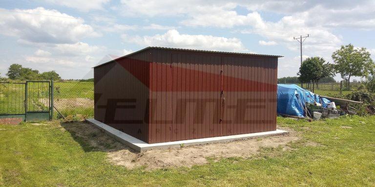 Garaż blaszany spad do tyłu akryl brąz 4m x 5m