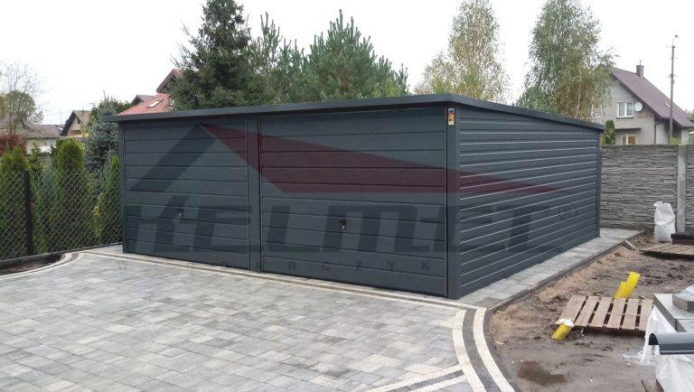 Garaż blaszany spad do tyłu akryl grafit 6m x 5m