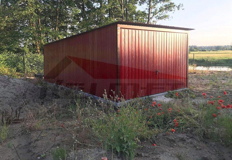 Garaż blaszany spad do tyłu akryl wiśnia 3m x 6m