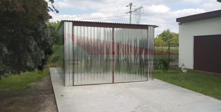 Garaż blaszany spad do tyłu ocynk 3,5m x 5m