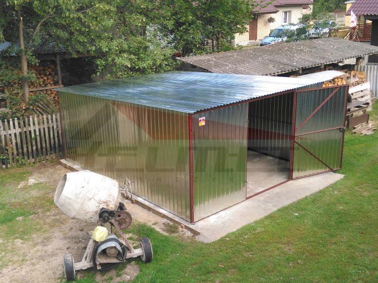 Garaż blaszany spad do tyłu ocynk 4m x 5m