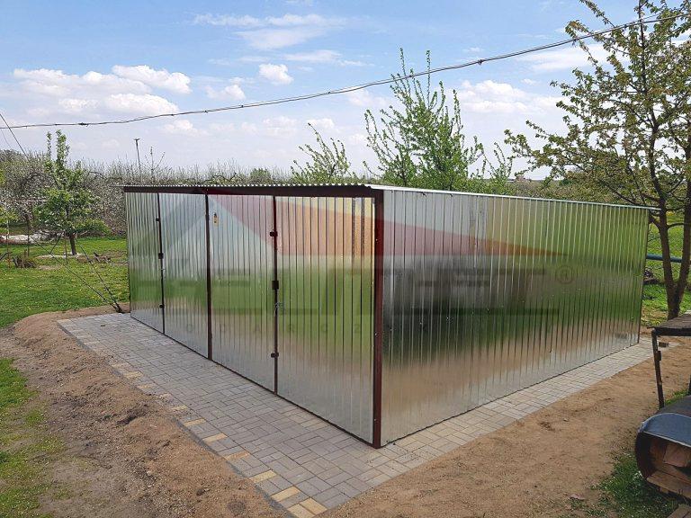 Garaż blaszany spad na tył ocynk 6m x 6m