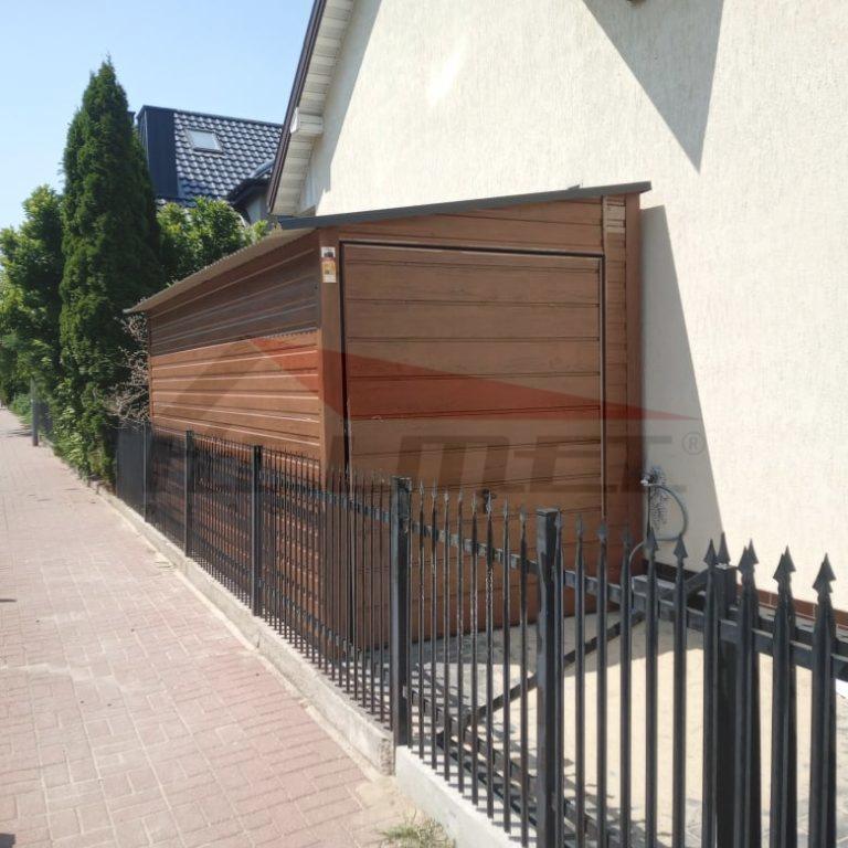 Garaż blaszany spad na bok (na lewo) drewnopodobny MULTIGROS 1,6m x 3m