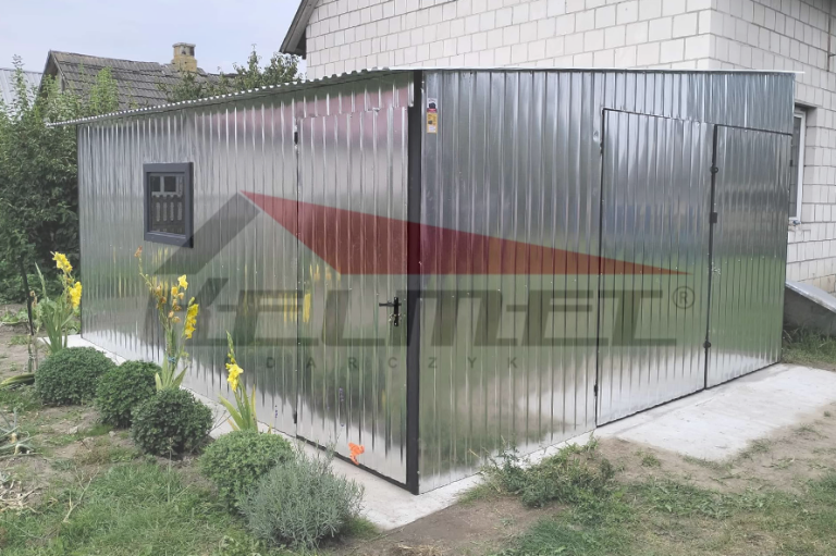 Garaż blaszany spad na bok/na lewo ocynk 5m x 6m