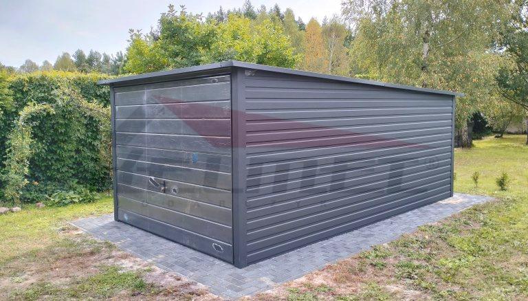 Garaż blaszany spad do tyłu akryl grafit 3m x 5m