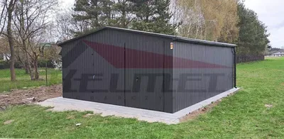 Garaż blaszany dwuspadowy akryl grafit 5m x 6m