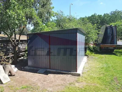 Garaż blaszany spad na bok (na lewo) akryl grafit 3m x 5m